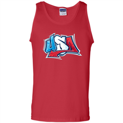 USA T-shirtt Graffiti Style Design Merica 4th July T-shirt Red
