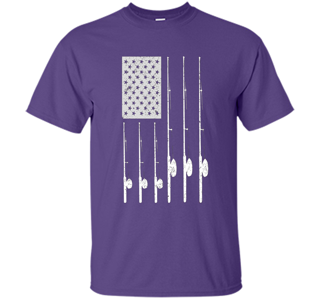 Patriotic Fishing T-Shirt with American USA Flag Great Gift shirt Purple