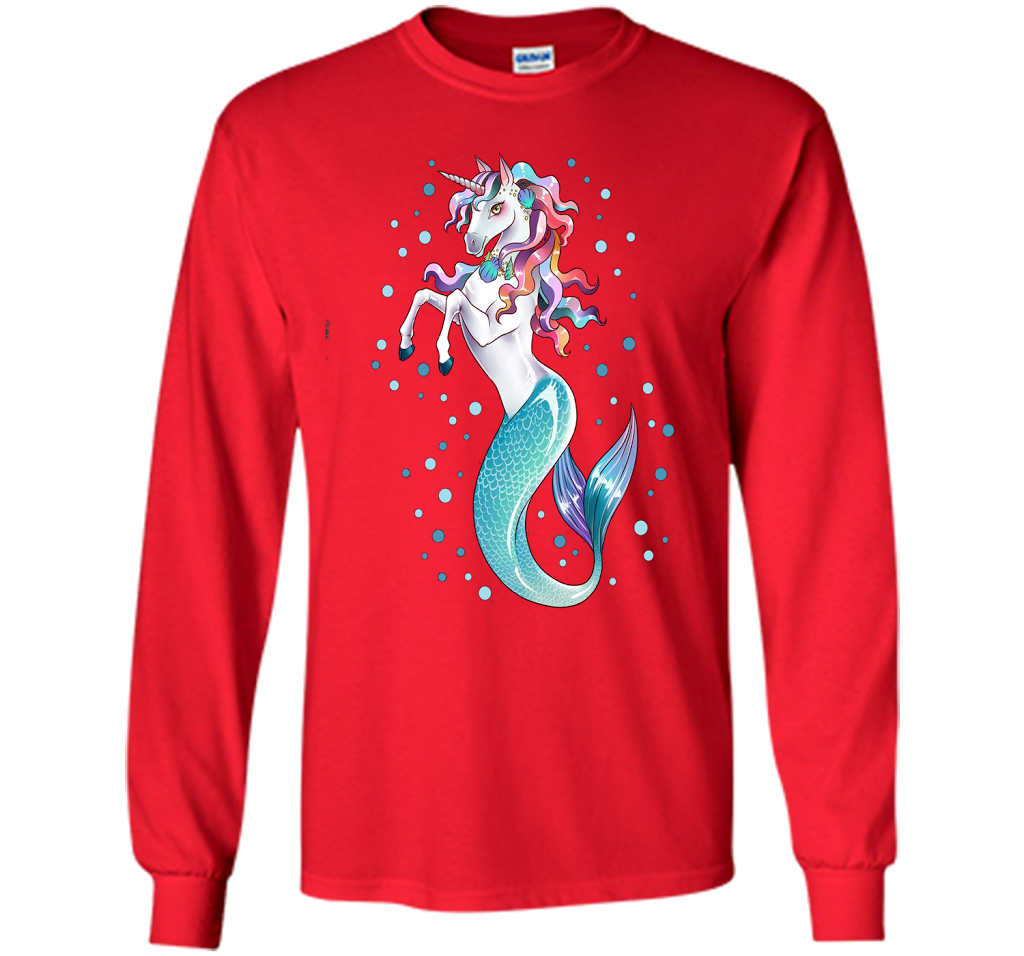 Unicorn Mermaid Mermicorn Cute T-shirt For Kids Red