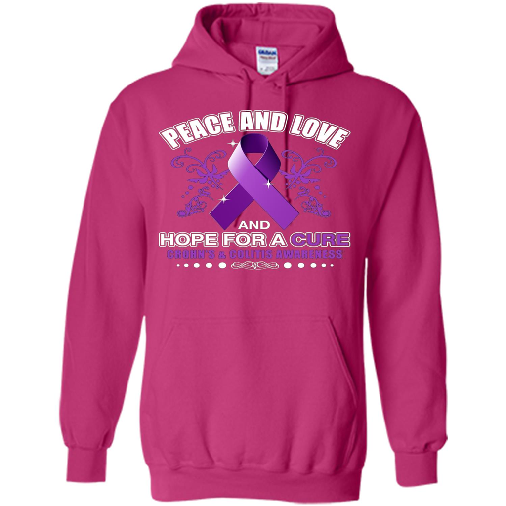 Peace And Love And Hope For A Cure Crohn's and Colitis Awareness T-shirt