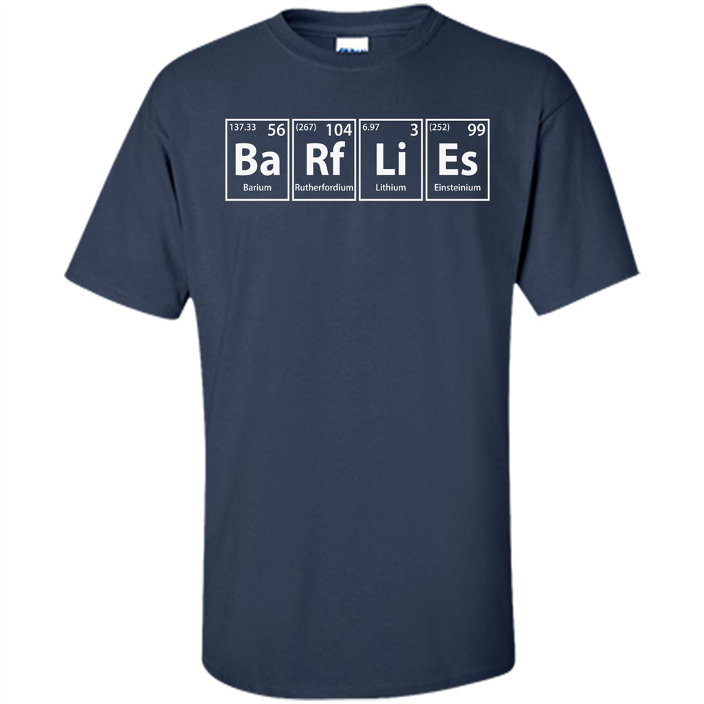Barflies (Ba-Rf-Li-Es) Funny Elements Spelling T-Shirt Navy