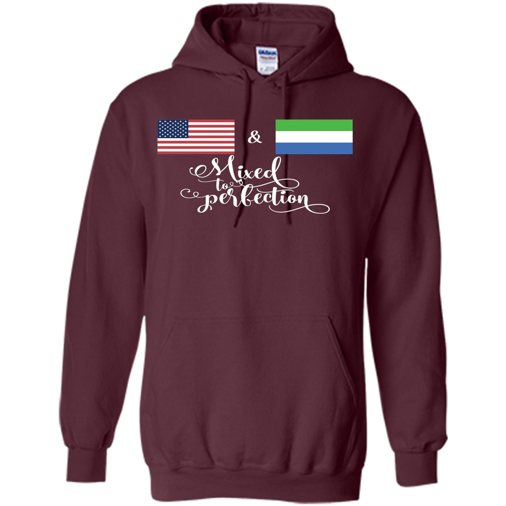 American + Sierra Leone Mixed To Perfection Flag T-Shirt Maroon