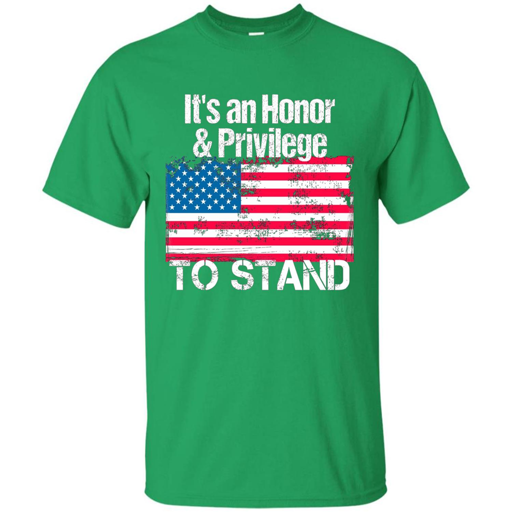 It's An Honor And Privilege To Stand American Flag T-shirt Irish Green