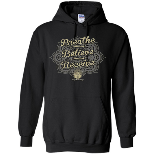 Inspirational Motivational Quote T-Shirt Breathe. Believe. Receive Black