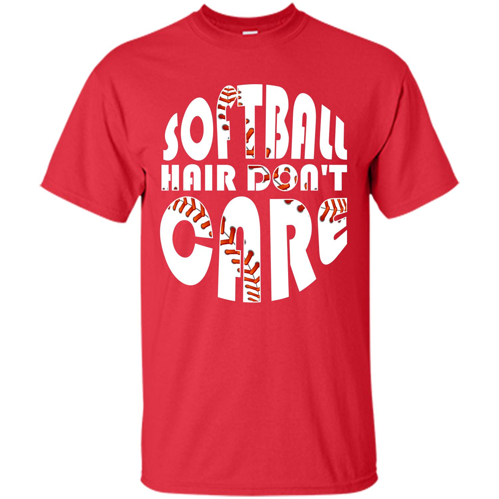 Softball Lover T-shirt Softball Hair Don't Care T-shirt Red