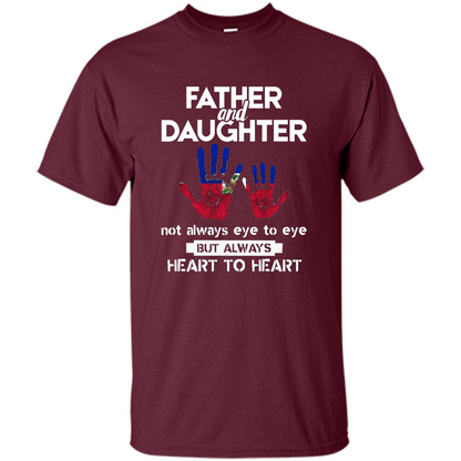 Father And Daughter Father's Day T-shirt Heart To Heart Maroon