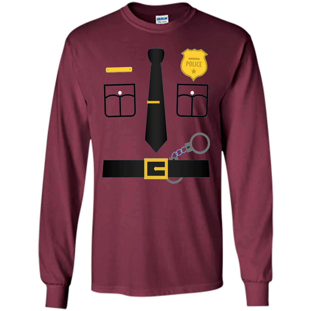Policeman Costume T-Shirt Halloween Outfit T-shirt Maroon