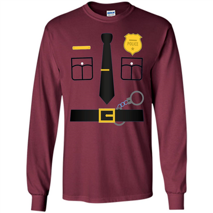 Policeman Costume T-Shirt Halloween Outfit T-shirt Maroon
