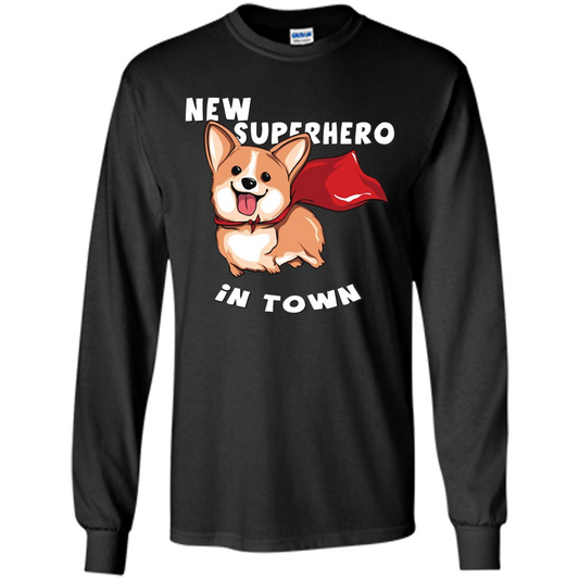Corgi Doggy T-Shirt New Superhero In Town T-shirt Black