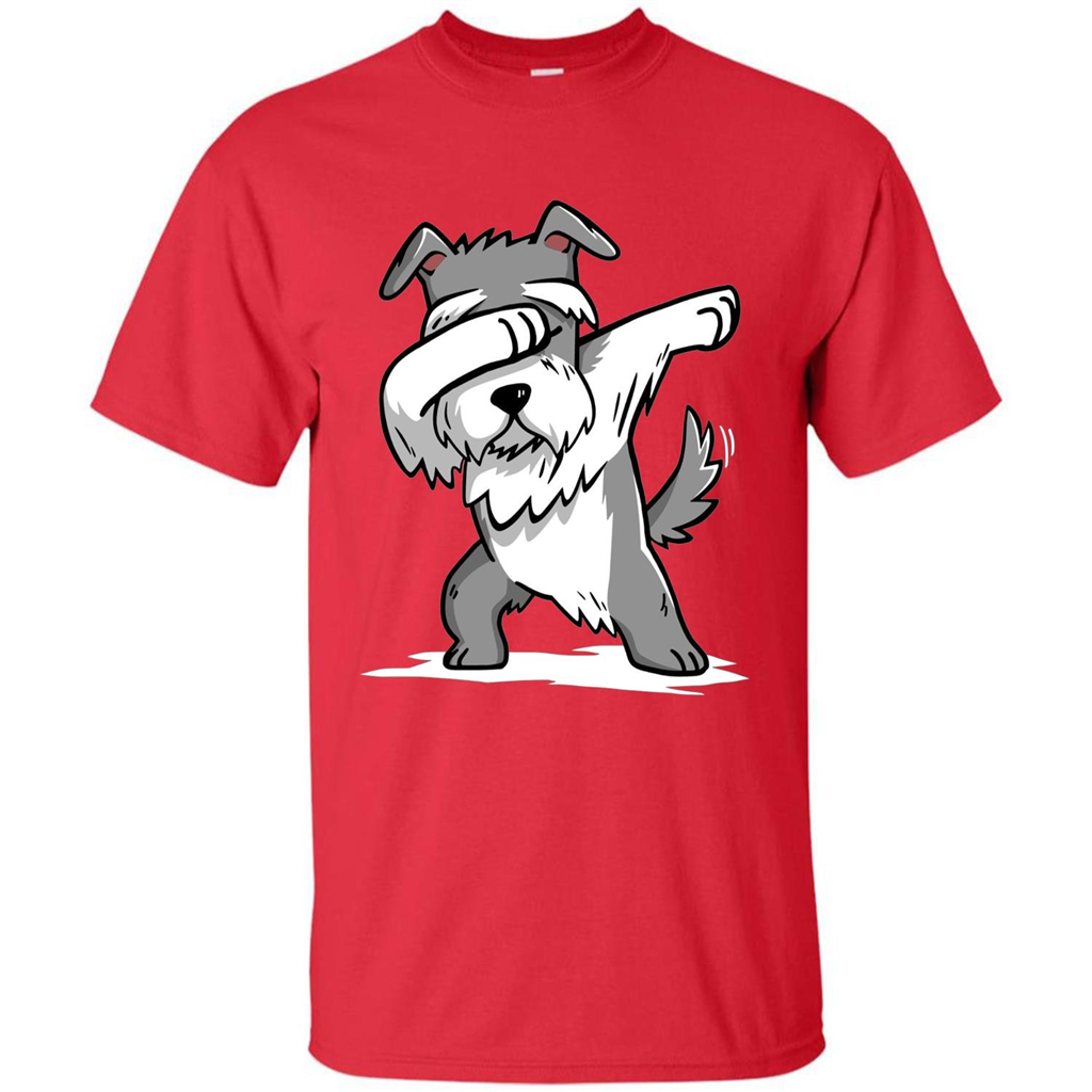 Schnauzer Cute Dabbing T-Shirt Funny Dab Dance Gift T-shirt Red