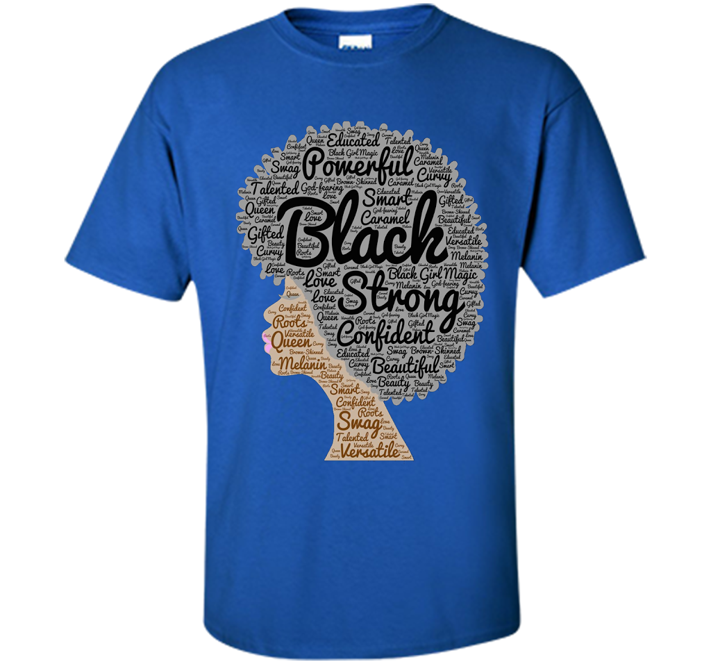 Afro Word Art Natural Hair T-Shirt for Black Women shirt Royal