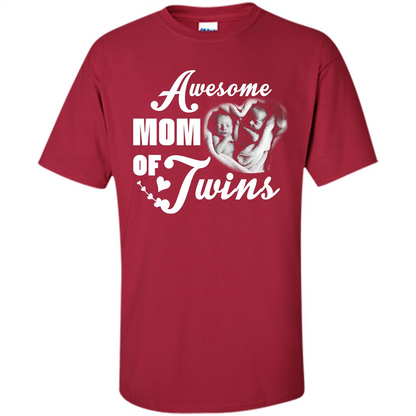 Mommy T-shirt Awesome Mom Of Twins Cardinal
