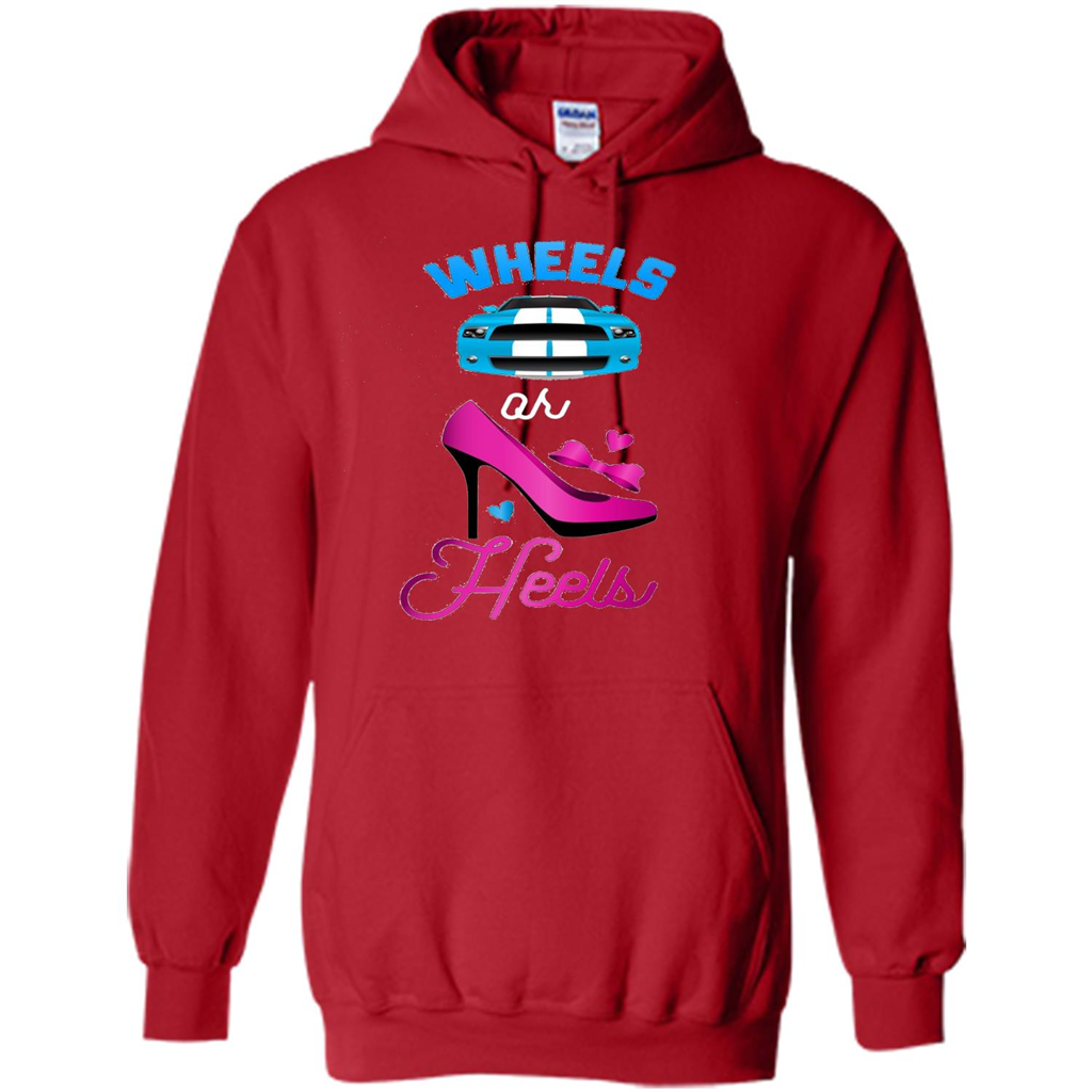 Wheels Or Heels We Love You Gender Reveal Party T-shirt Red