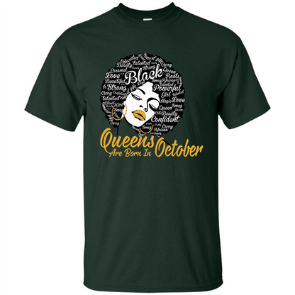 Queen Are Born In October T-shirt Forest Green