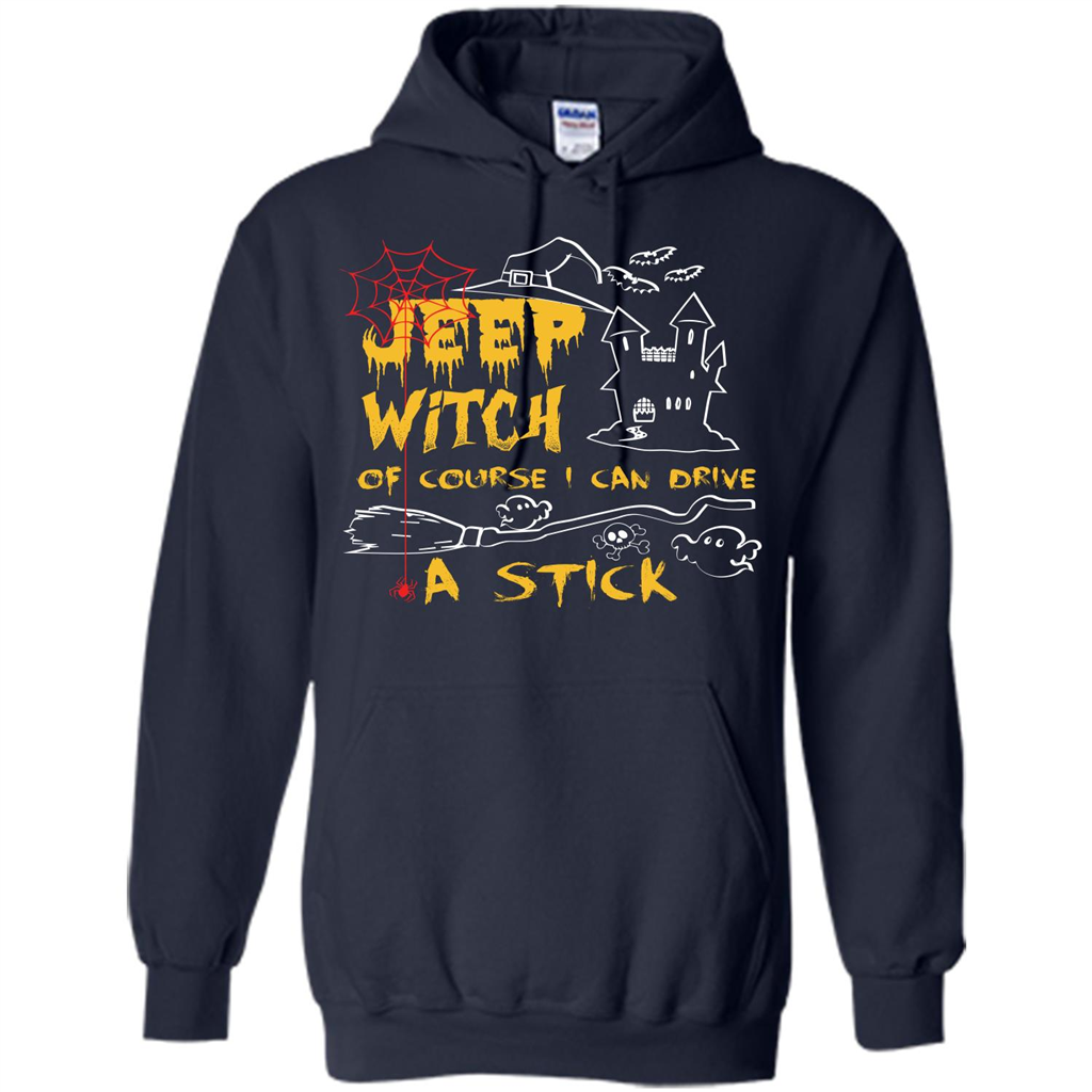 Halloween T-shirt Jeep Witch Of Course I Can Drive A Stick T-shirt Navy