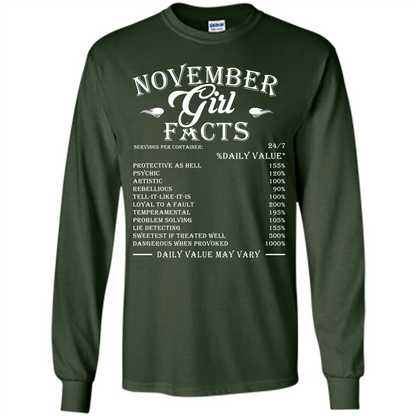 November Girl Facts T-shirt Forest Green
