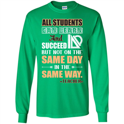 Teacher T-shirt All Students Can Learn And Succeed Irish Green