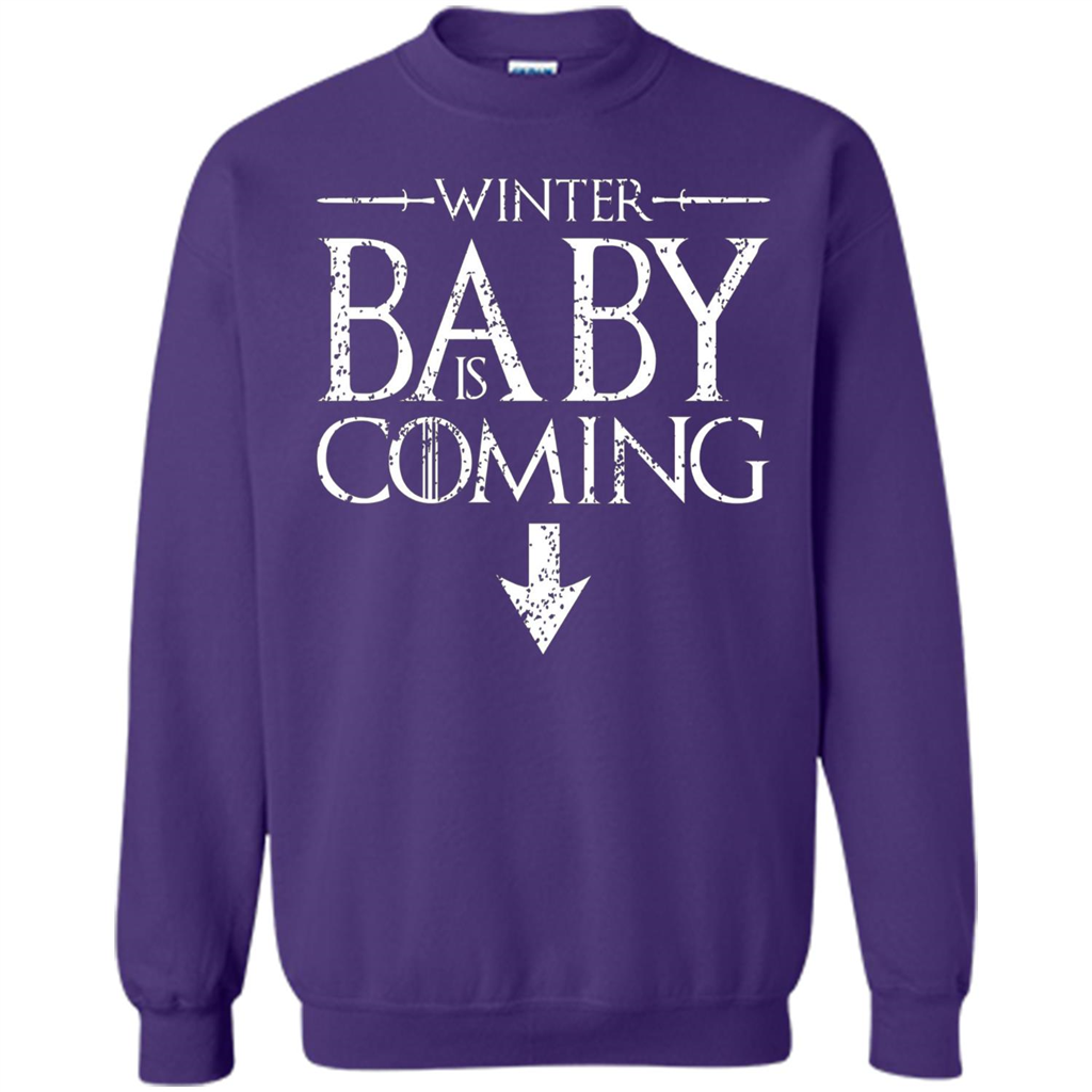 Funny Humor Maternity T-shirt Winter Baby is Coming Orange