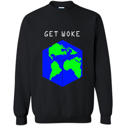 Flat Earther Get Woke T-shirt Earth Society T-shirt Black