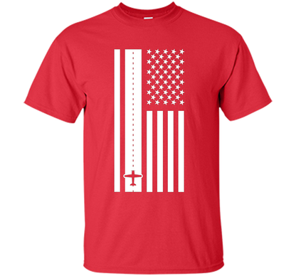 Patriotic American Flag Runway Pilot T-shirt Red