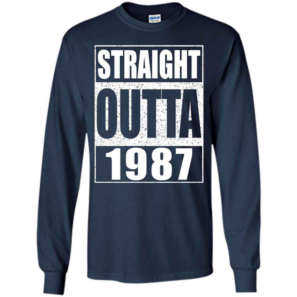 Straight Outta 1987 T-shirt Funny Birthday Gift T-shirt Navy