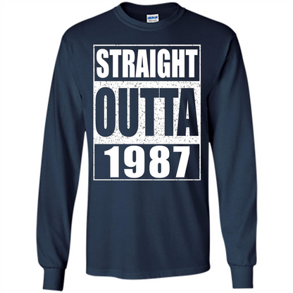 Straight Outta 1987 T-shirt Funny Birthday Gift T-shirt Navy