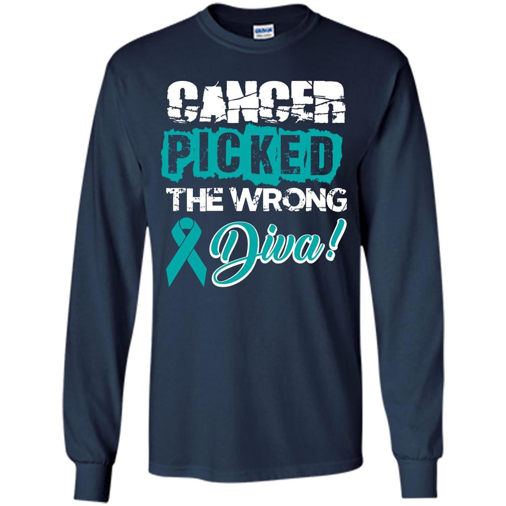 Cancer Awareness T-shirt Cancer Picked The Wrong Diva T-shirt Navy
