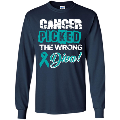 Cancer Awareness T-shirt Cancer Picked The Wrong Diva T-shirt Navy