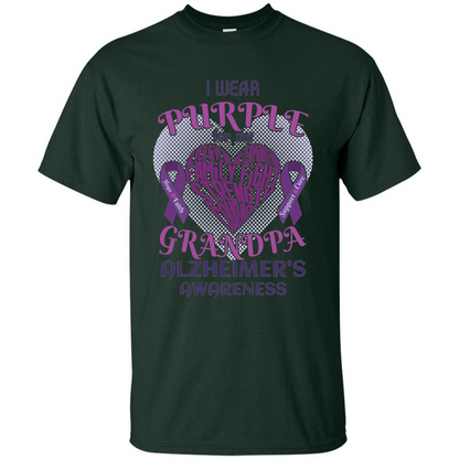 I Wear Purple For My Grandpa Alzheimer's Awareness T-Shirt Forest Green