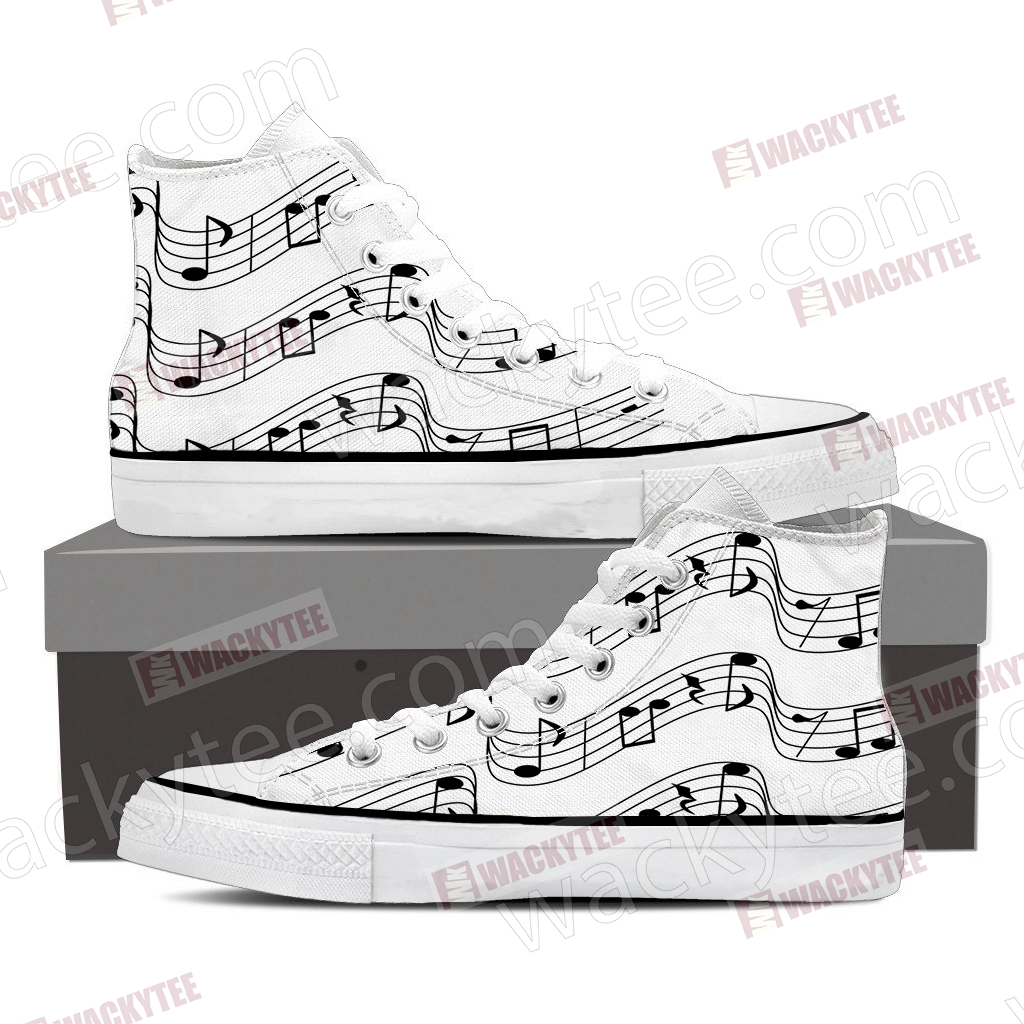 Music Notes Unisex High Top Shoes SIZE 47