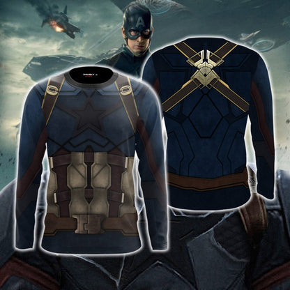 Captain America Cosplay 3D Long Sleeve Shirt 2XL