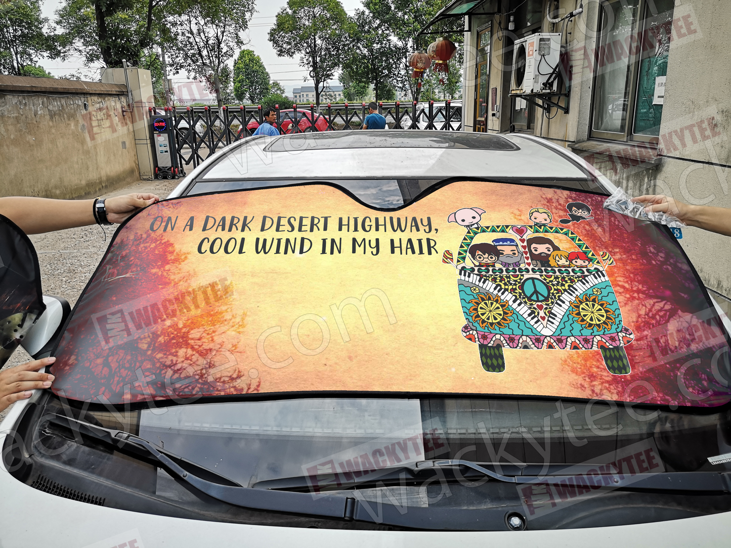 On A Dark Desert Highway Cool Wind In My Hair Auto Sun Shade 57 x 27.5 Inches (145 x 70 cm)