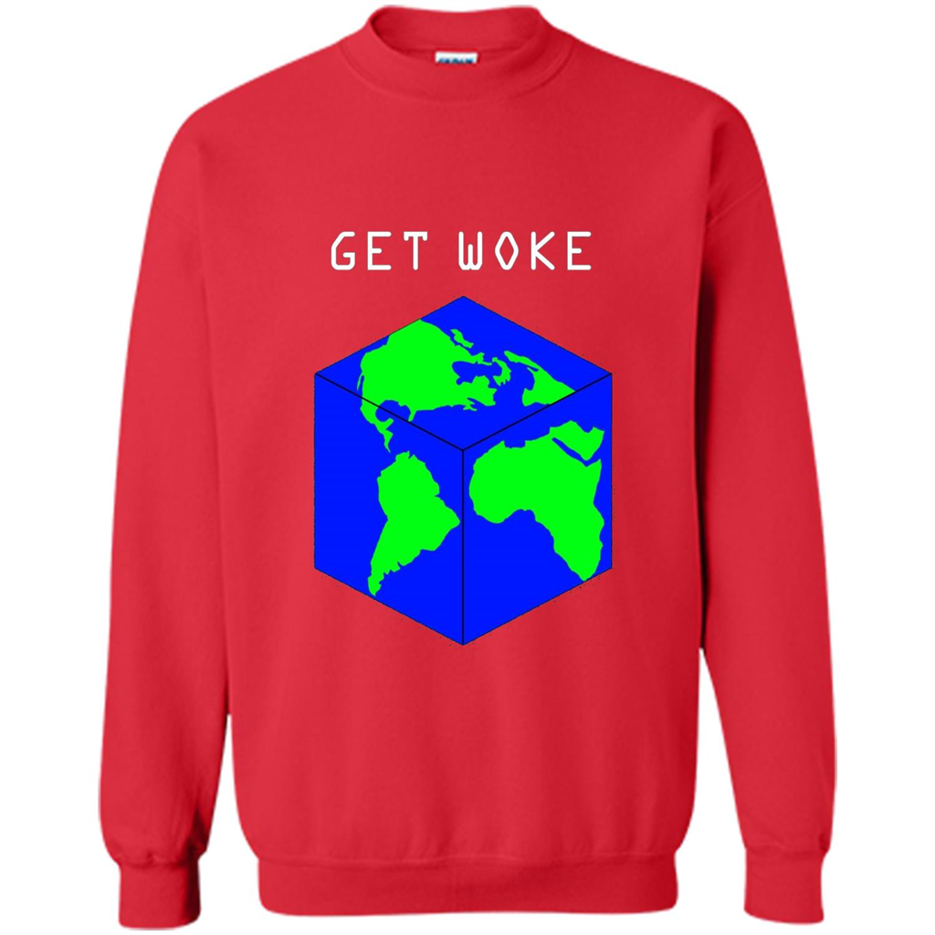 Flat Earther Get Woke T-shirt Earth Society T-shirt Red