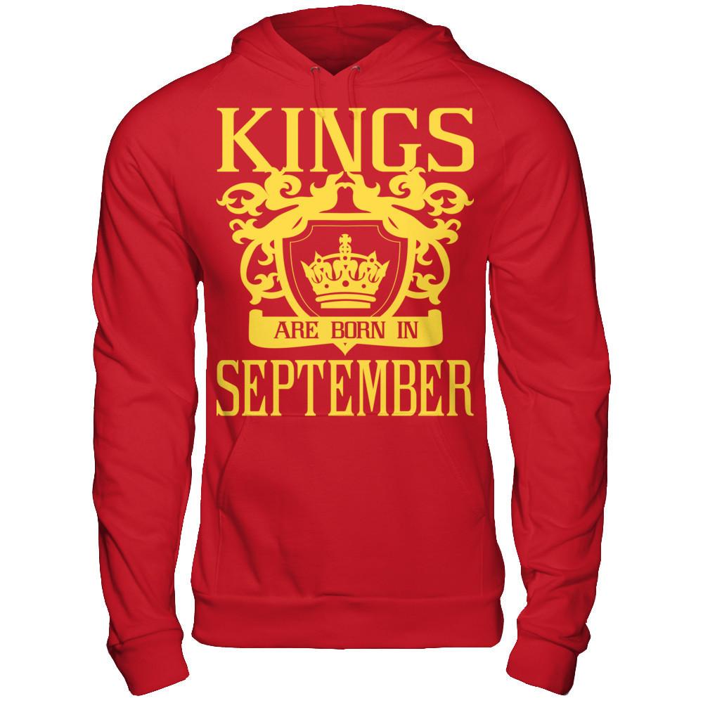 Kings Are Born In September T-shirt Gildan - Pullover Hoodie Red