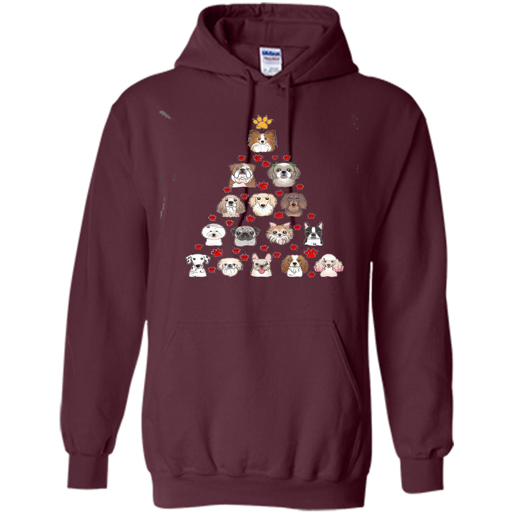 Dog Lover T-shirt Christimas Tree For Dog Lover T-shirt Maroon
