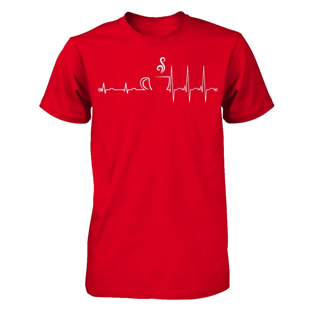 Coffee Heartbeat T-shirt Next Level - Unisex Fitted Tee Red