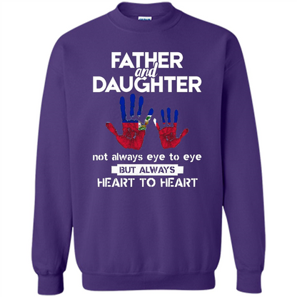 Father And Daughter Father's Day T-shirt Heart To Heart Purple
