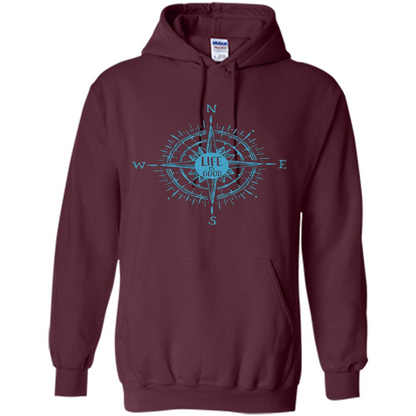 Life is Good T-shirt Compass Rose Nautical Sailing T-shirt Maroon