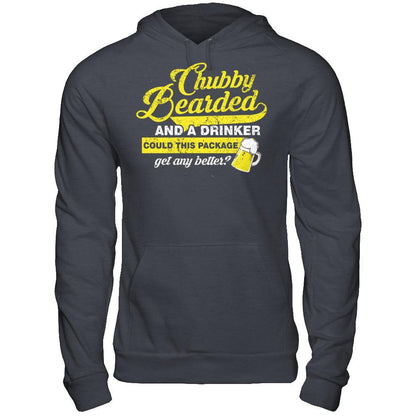 Chubby Bearded And A Drinker Could This Package Get Any Better T-shirt Gildan - Pullover Hoodie Dark Heather