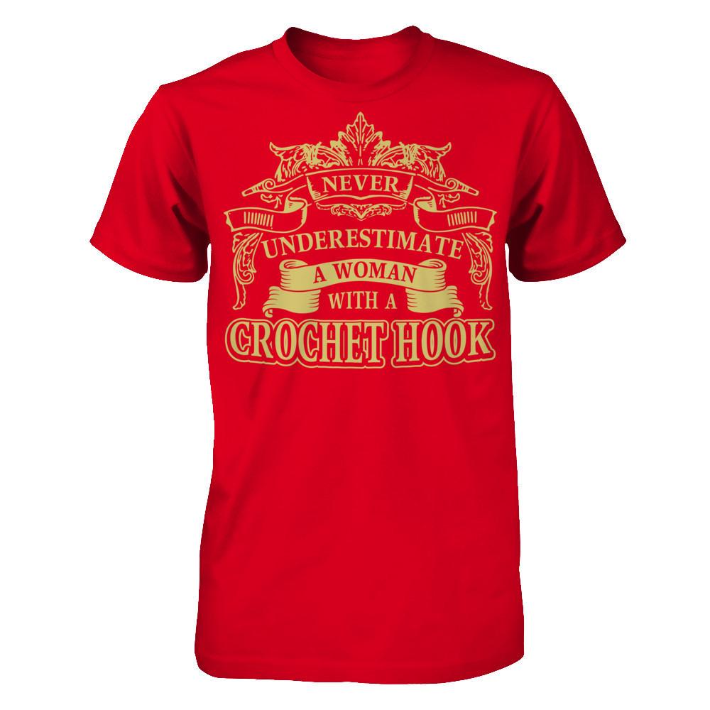 Never Underestimate A Woman With A Crochet Hook Next Level - Unisex Fitted Tee Red