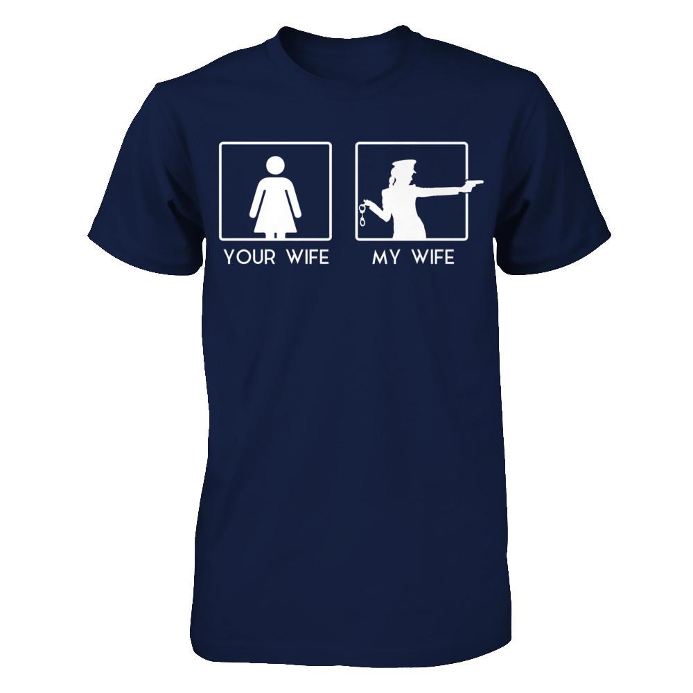 Your Wife - My Wife Loves Shooting Gildan - Short Sleeve Tee Navy