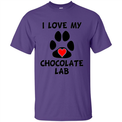 I Love My Chocolate Lab Paw T-shirt Heart Dog Owner T-Shirt Purple