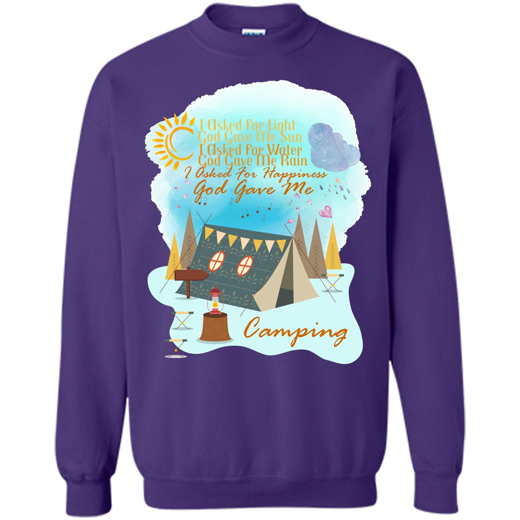 Camping T-shirt I Asked For Happiness God Gave Me Camping Orange