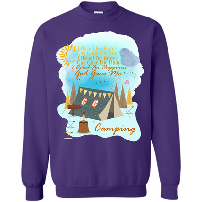 Camping T-shirt I Asked For Happiness God Gave Me Camping Orange