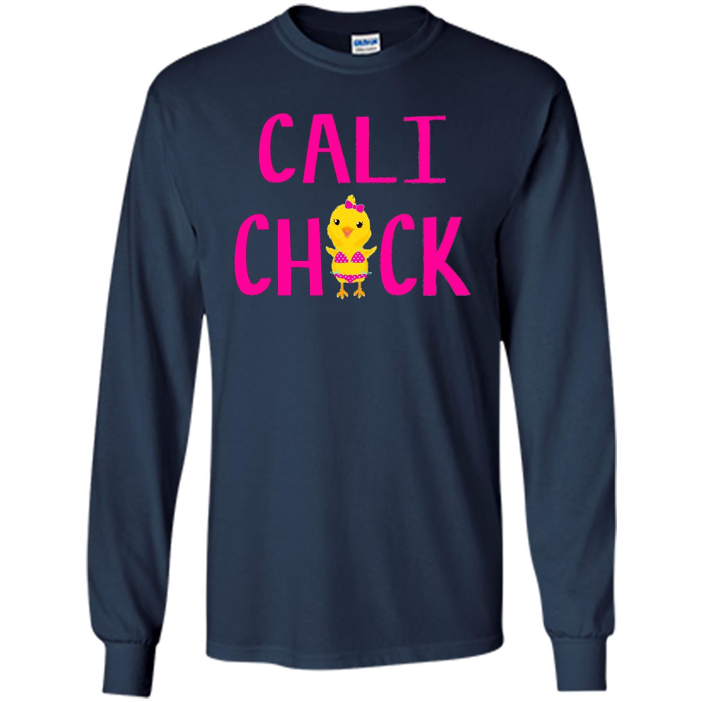 Cali Chick Cute Bikini Yellow Bird Funny T-shirt Navy