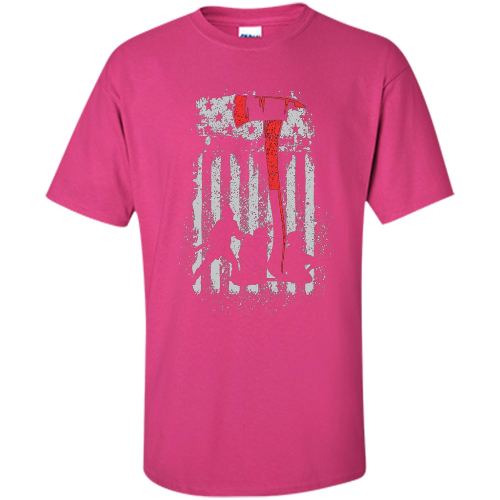 Firefighter With US Flag T-shirt Heliconia
