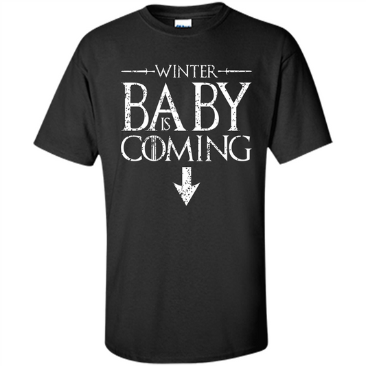 Funny Humor Maternity T-shirt Winter Baby is Coming Black