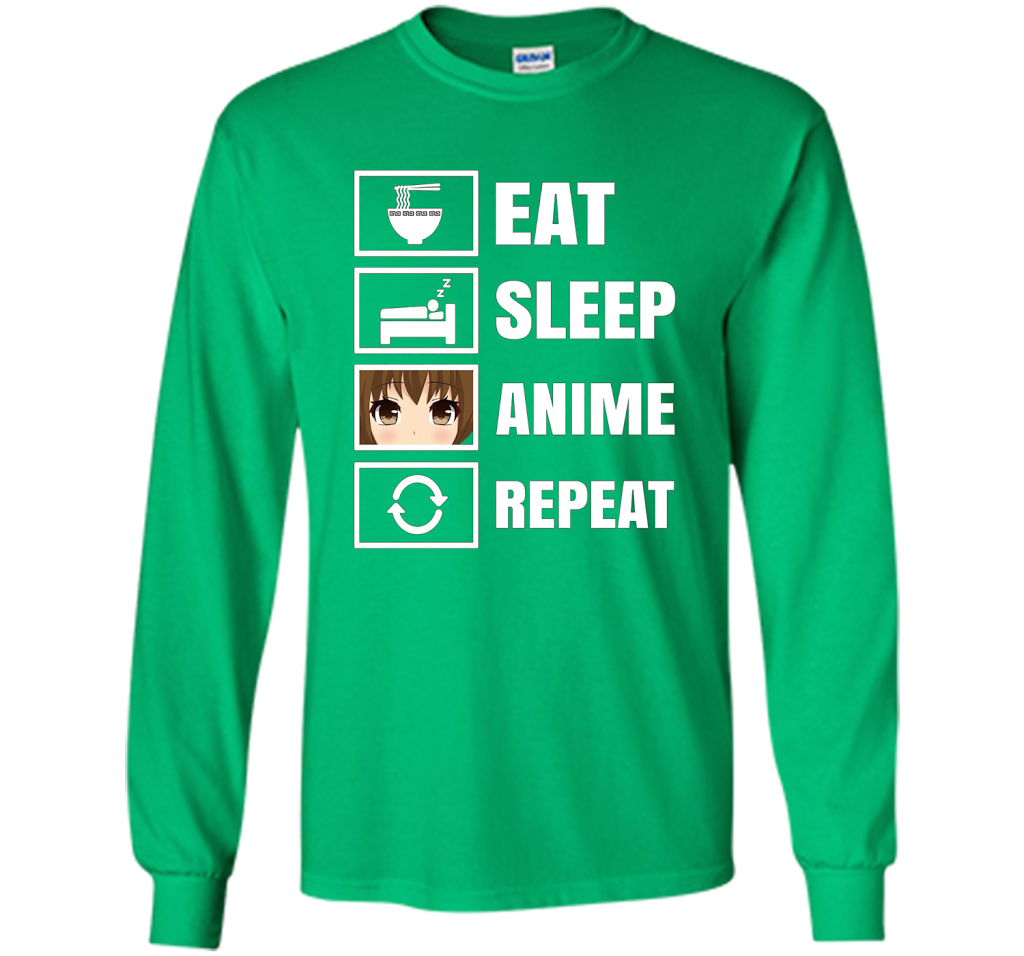 Eat Sleep Anime Repeart T-Shirt Funny Anime Geek cool shirt