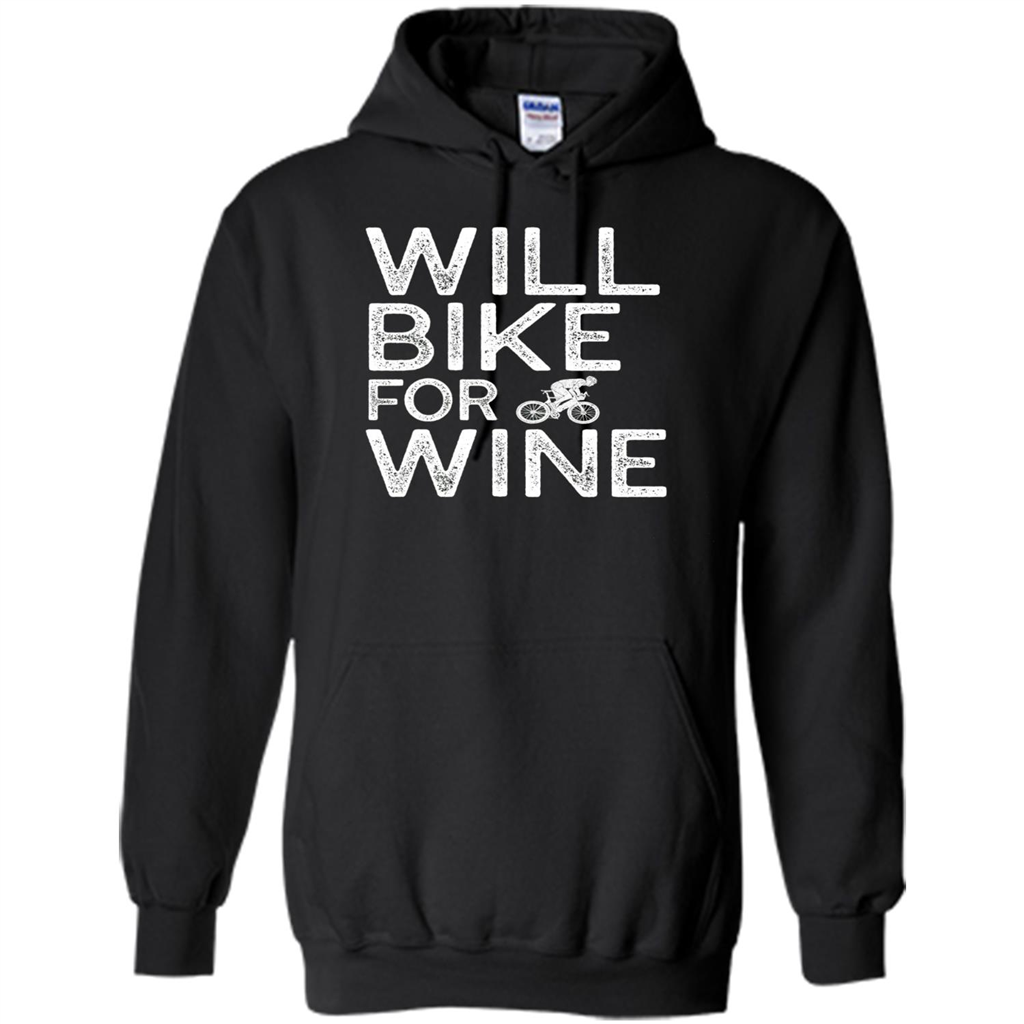 Cyclist Biker T-shirt Will Bike For Wine Black