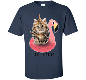 Pool Party Flamingo Float Funny Cat T-shirt for Women t-shirt